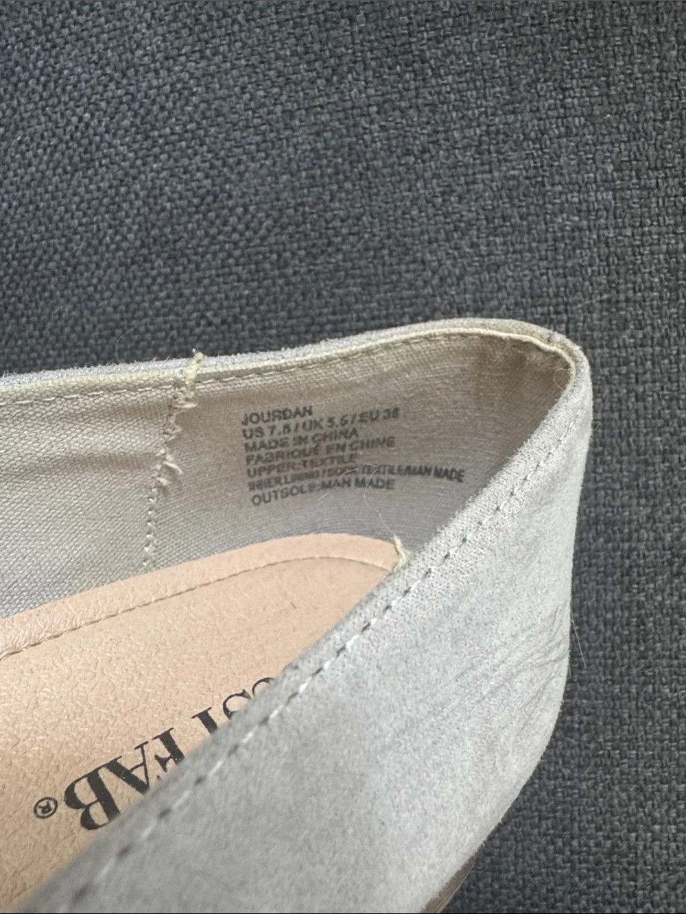 JustFab Light Gray Perforated Suede Penny Loafers